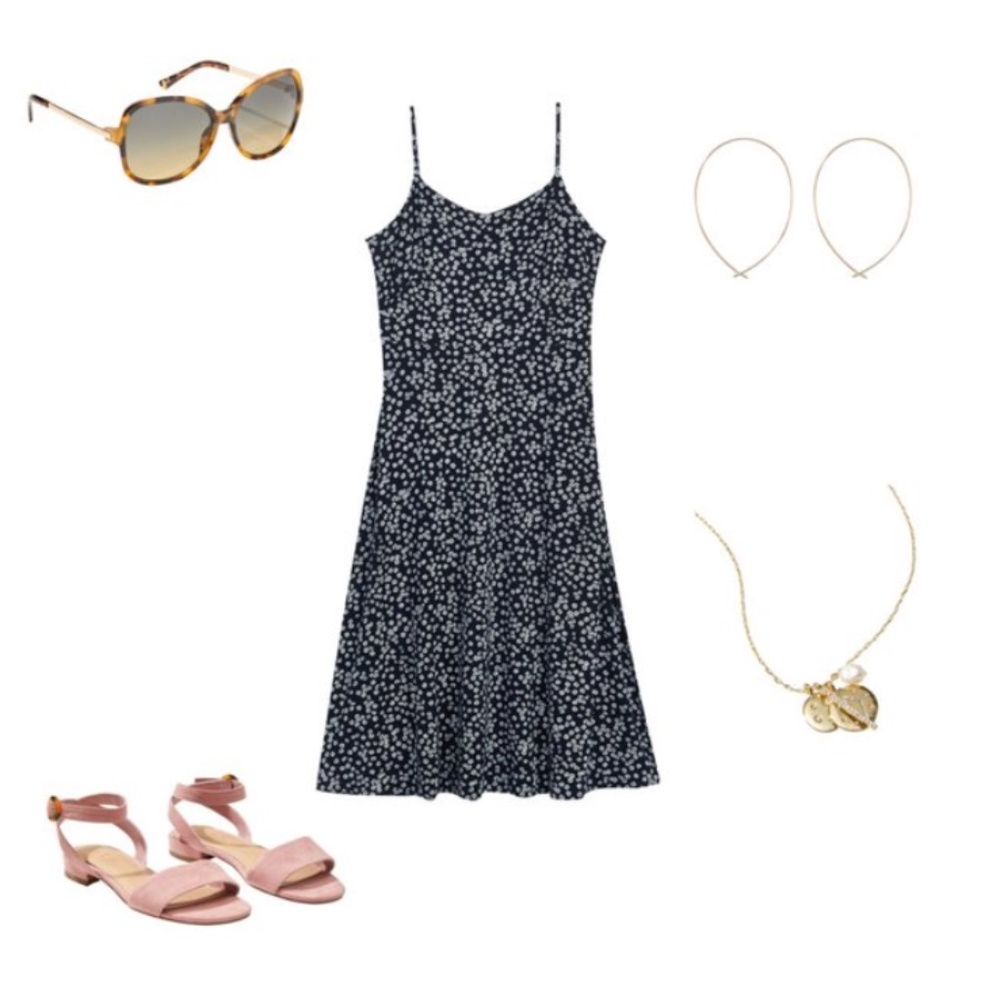 Daisy print smocked back midi dress